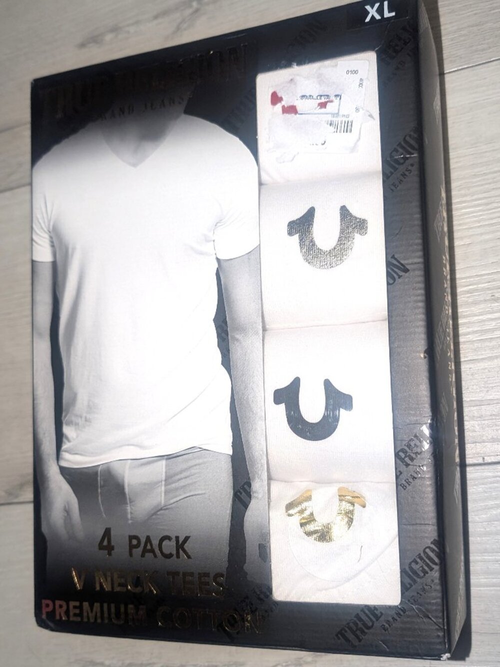 NEW True Religion 4 Pack V Neck Mens Tees T Shirt Size XL